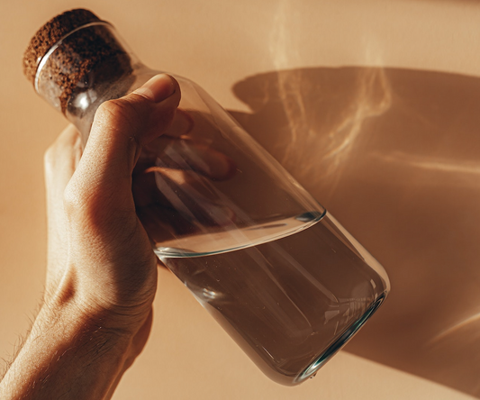 Water bottle and hand