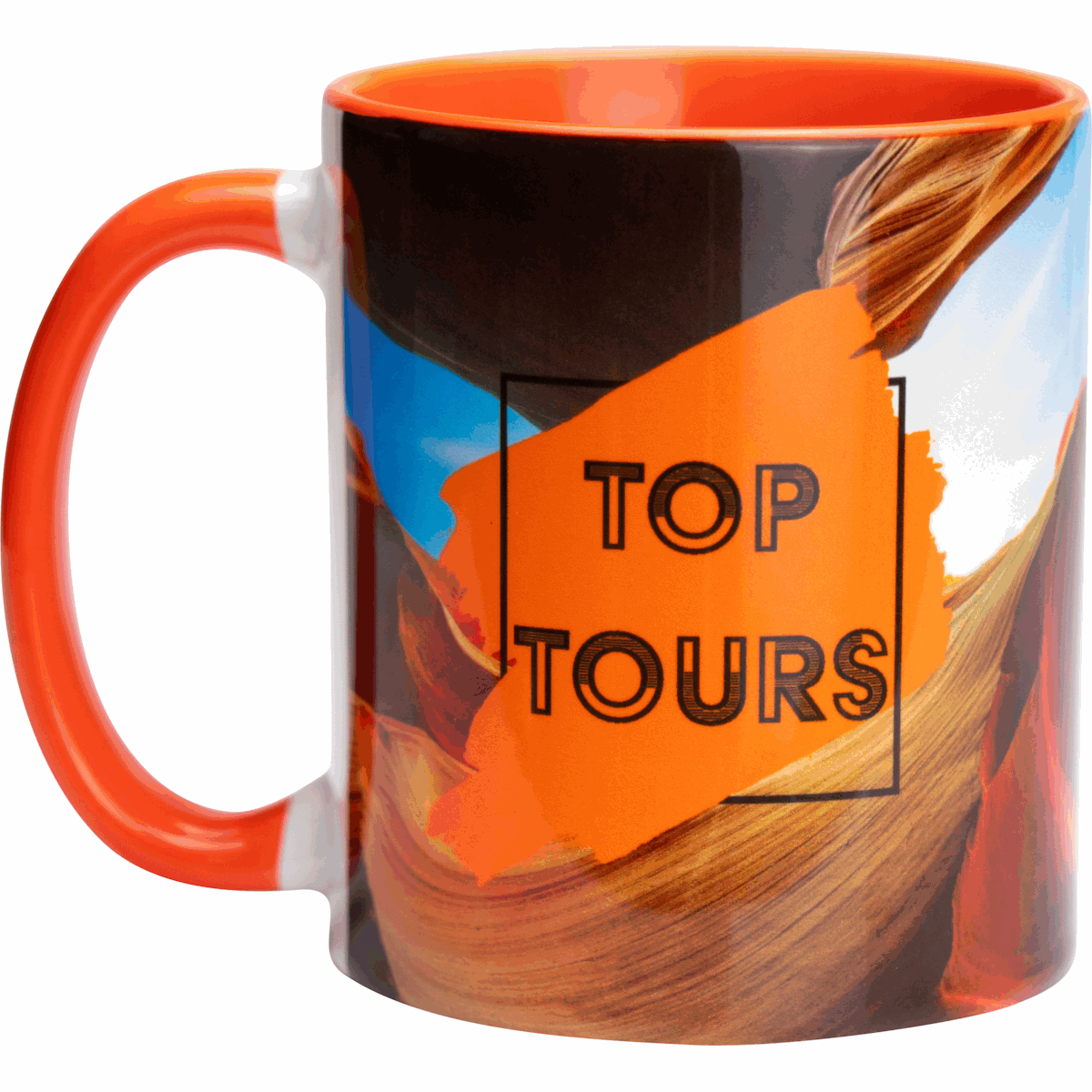 Two-Tone Full Colour Mug Orange  Black and White London