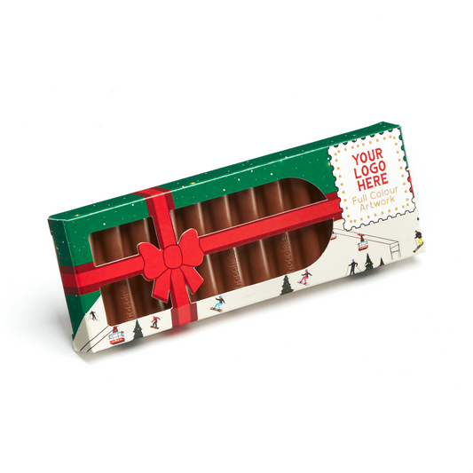 Winter Collection - Eco 12 Baton Bar Box - Milk Chocolate² - Present Box - 41% Cocoa  Black and White London