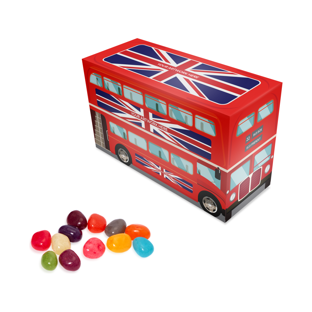 Bus Tin with Jelly Bean Factory  Black and White London