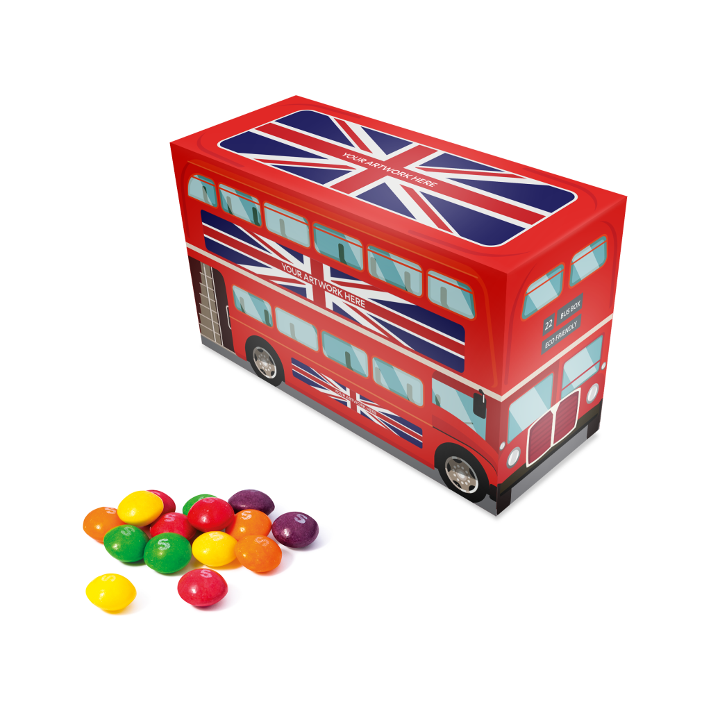 Bus Tin with Skittles  Black and White London