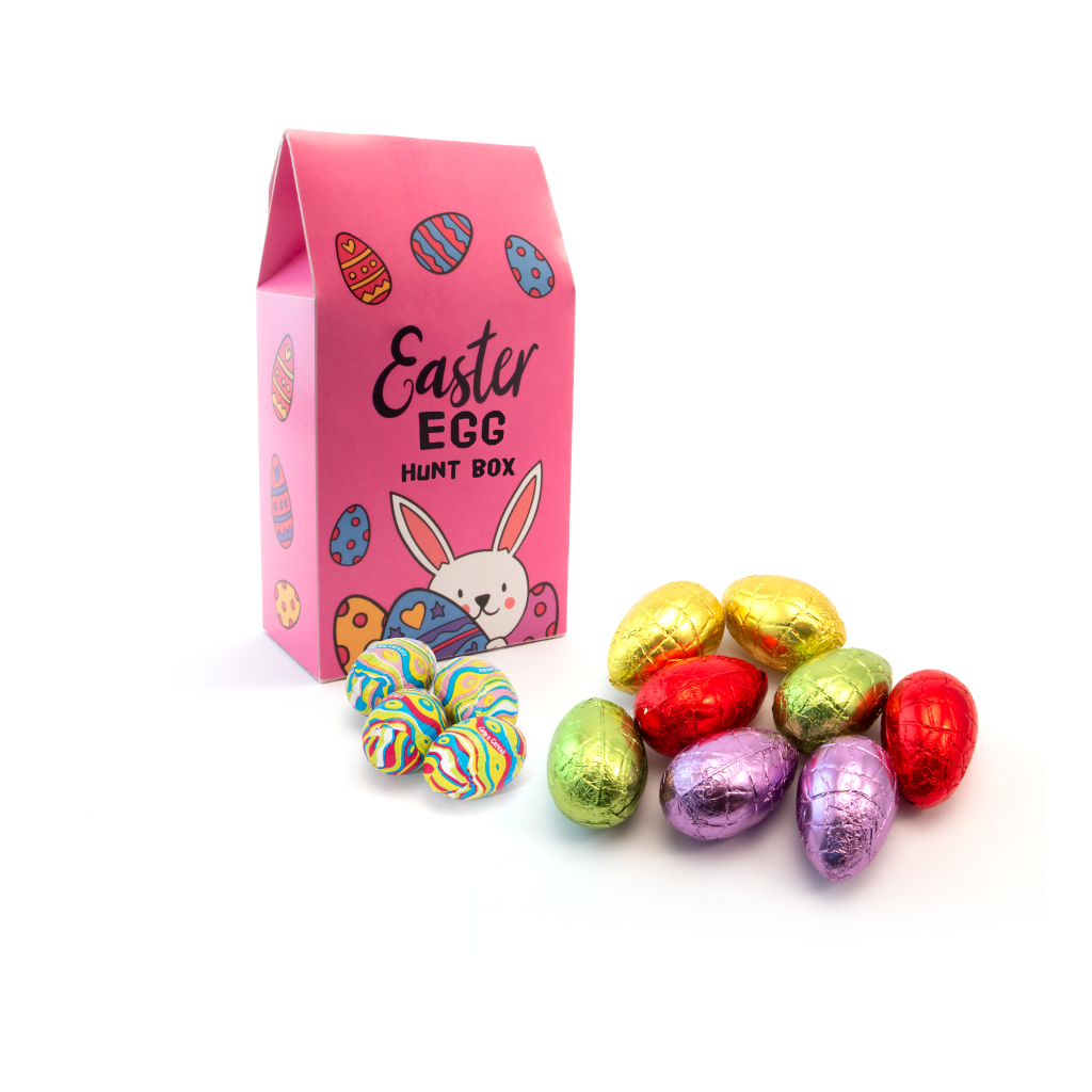 Easter Eco Carton with Hollow Chocolate Eggs Easter Egg Hunt  Black and White London