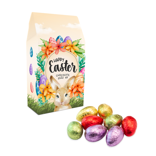 Easter Eco Carton Hollow Chocolate Eggs x8 Easter Sweet Treats Black and White London