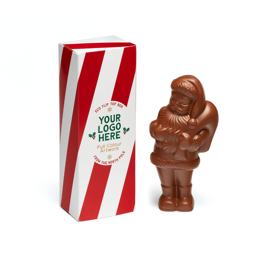 Winter Collection - Eco Flip Top Box - Milk Chocolate² - Chocolate Santa - 41% Cocoa  Black and White London