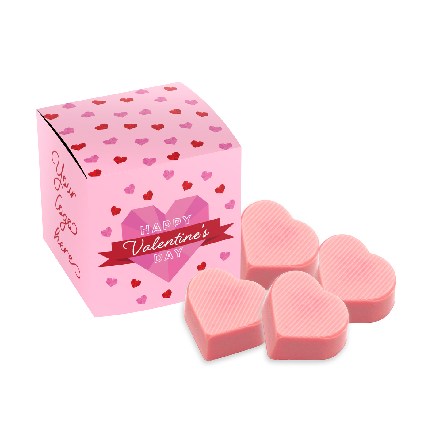 Valentines 24 Eco Maxi Cube Raspberry Heart x4 Sweets & Confectionery Black and White London