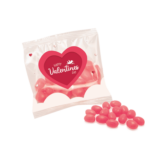 Valentines Flow Bag Jelly Bean Factory® Strawberry Sweets & Confectionery Black and White London