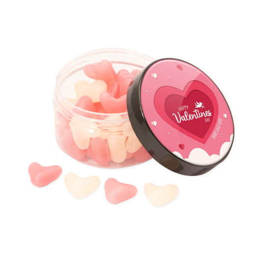 Valentines Screw Top Jar White & Pink Jelly Hearts Sweets & Confectionery Black and White London