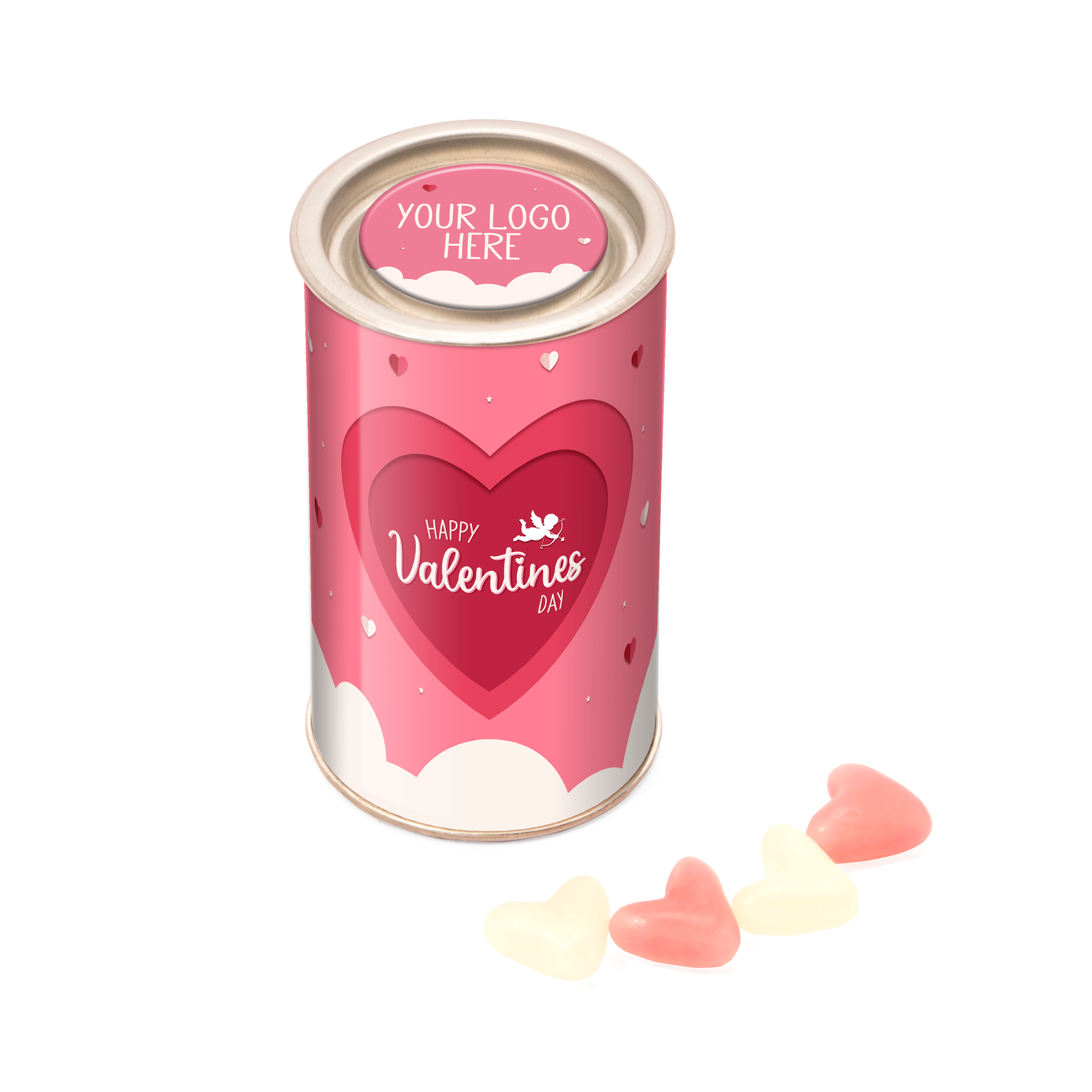 Valentines Small Snack Tube White &amp; Pink Jelly Hearts Sweets & Confectionery Black and White London