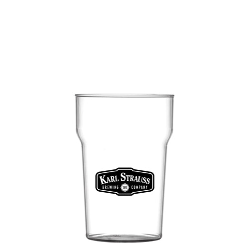 Reusable Plastic Nonic Beer Glass (284ml/10oz/Half Pint) Tumblers Black and White London