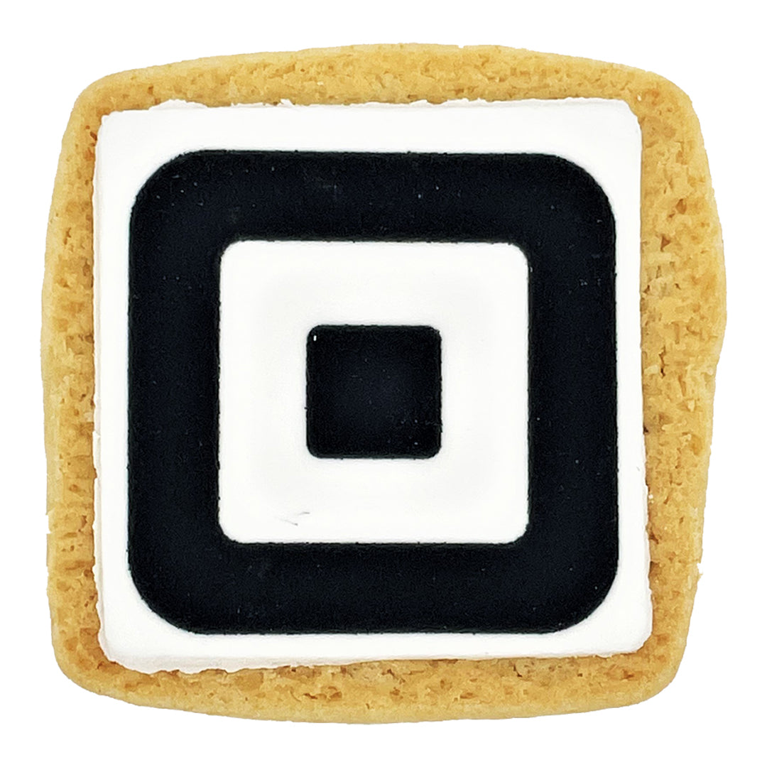 5cm Square Printed Iced Shortbread  Black and White London