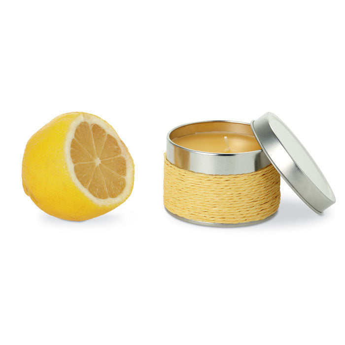 Fragrance Candle in a Tin Yellow Lemon  Black and White London