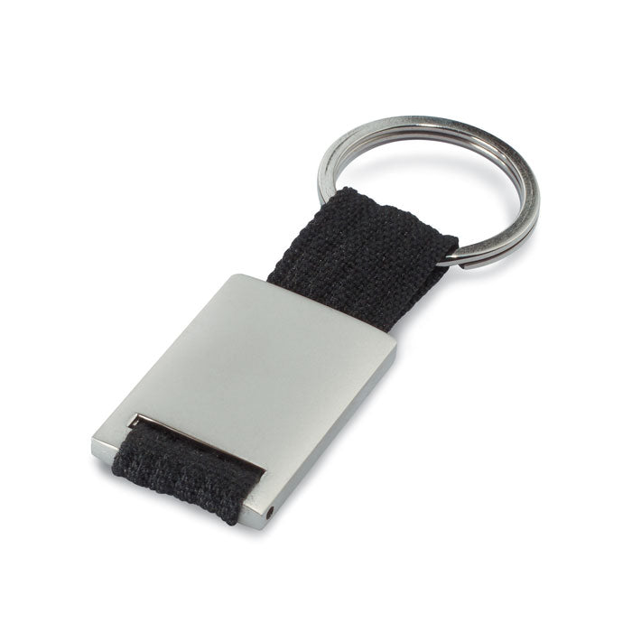 Metal/Polyester Keyring in Silver/Black  Black and White London