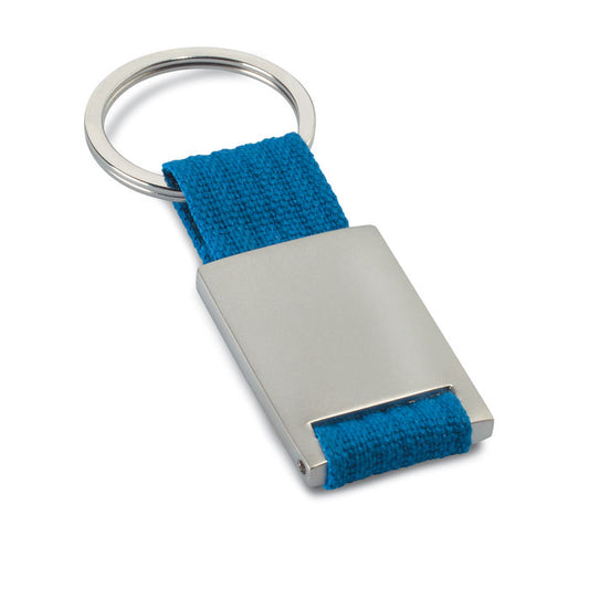 Metal/Polyester Keyring in Silver/Blue  Black and White London