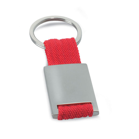 Metal/Polyester Keyring in Silver/Red  Black and White London