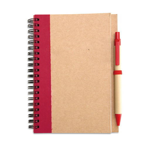 Recycled Paper A6 Notebook & Pen Set in Natural/Red  Black and White London