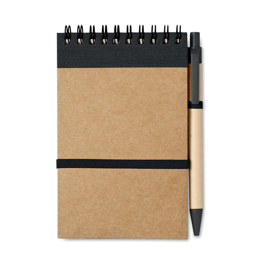 Recycled Paper A6 Notepad & Pen Set in Natural/Black  Black and White London