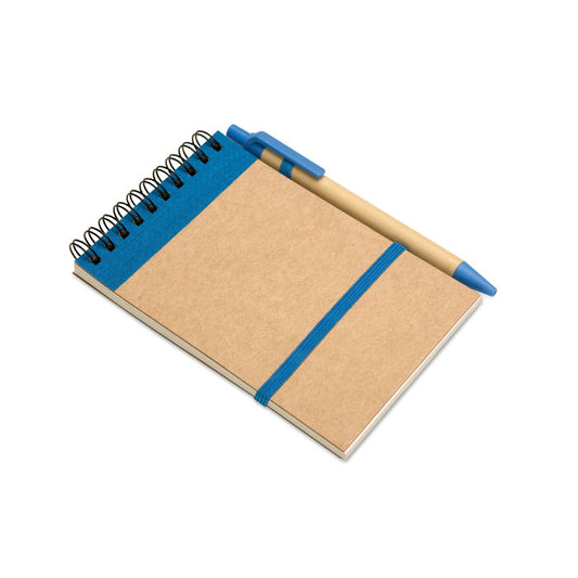 Recycled Paper A6 Notepad & Pen Set in Natural/Blue  Black and White London