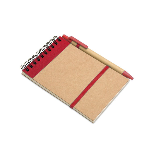 Recycled Paper A6 Notepad & Pen Set in Natural/Red  Black and White London