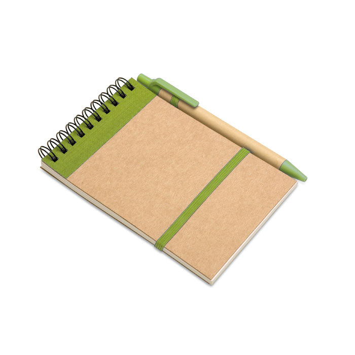 Recycled Paper A6 Notepad & Pen Set in Natural/Green  Black and White London