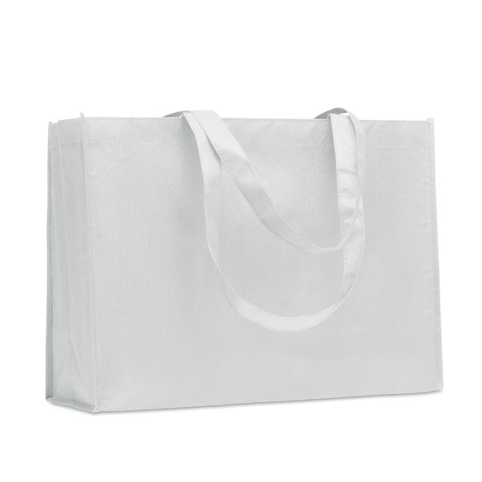 Recycled RPET. Landscape Non-Woven Tote Bag in White Tote Bags Black and White London