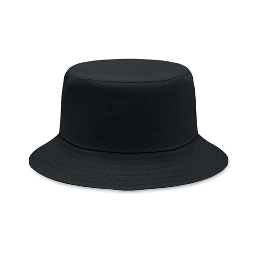 Brushed Cotton Sun Bucket Hat in Black Hats & Caps Black and White London