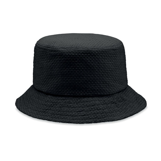 Straw Bucket Hat in Black Hats & Caps Black and White London