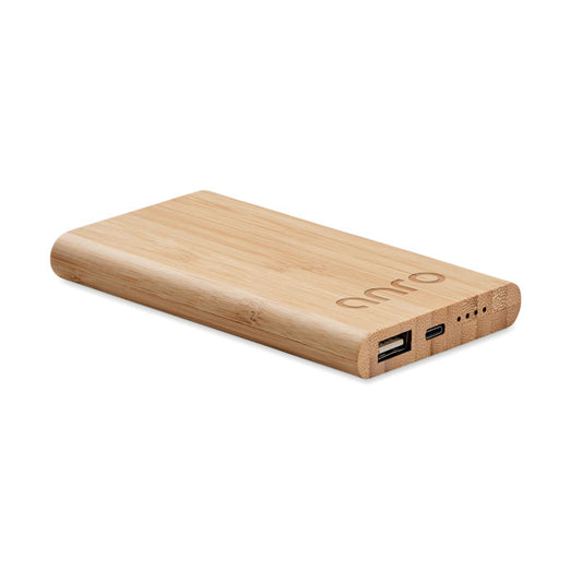 4000 Mah Bamboo Power Bank  Black and White London