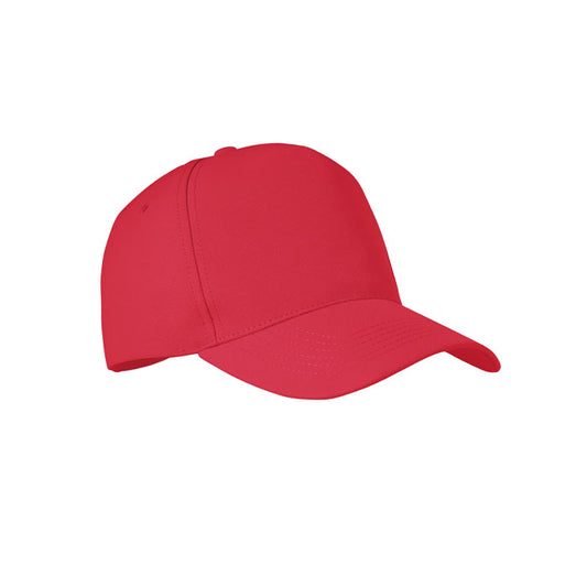 Recycled RPET 5 Panel Baseball Cap in Red Hats & Caps Black and White London