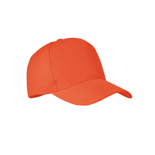 Recycled RPET 5 Panel Baseball Cap in Orange Hats & Caps Black and White London