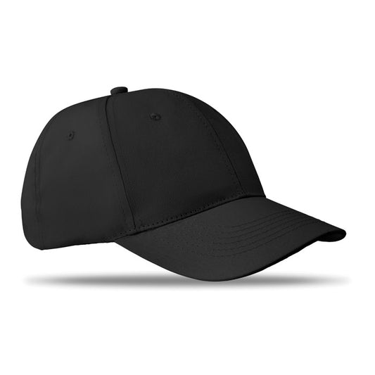 6 Panel Cotton Twill Baseball Cap in Black Hats & Caps Black and White London