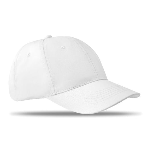 6 Panel Cotton Twill Baseball Cap in White Hats & Caps Black and White London