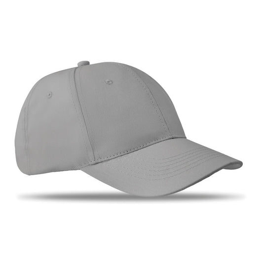 6 Panel Cotton Twill Baseball Cap in Grey Hats & Caps Black and White London