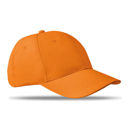 6 Panel Cotton Twill Baseball Cap in Orange Hats & Caps Black and White London