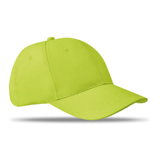 6 Panel Cotton Twill Baseball Cap in Lime Green Hats & Caps Black and White London