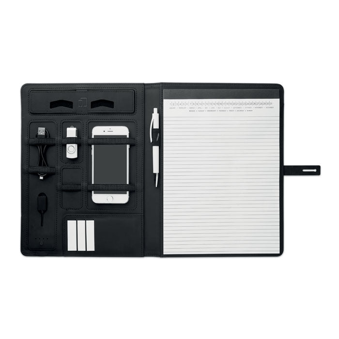 A4 Folder With Wireless Charger  Black and White London