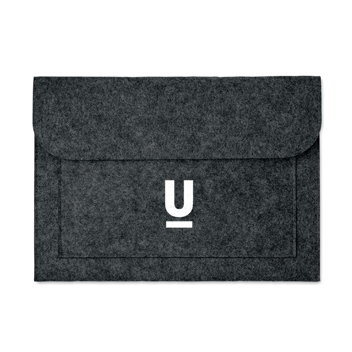 15 Inch Felt Laptop Pouch  Black and White London