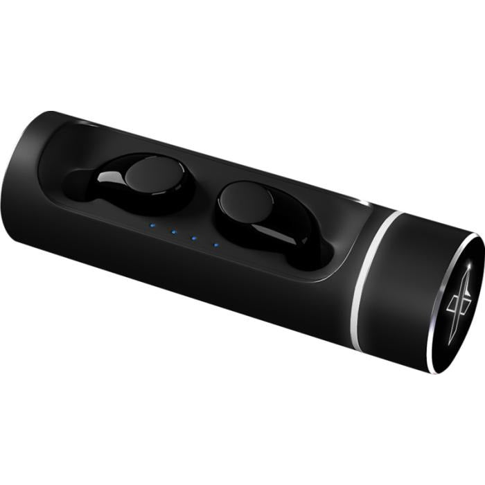 Cylinder Design Light-Up Wireless Earbuds  Black and White London