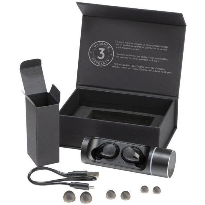 Cylinder Design Light-Up Wireless Earbuds  Black and White London