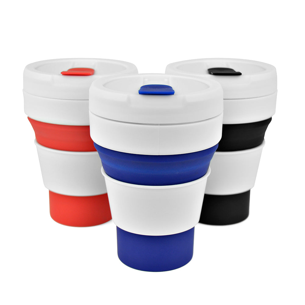 Collapsible Pocket Cup Sports Bottles Black and White London