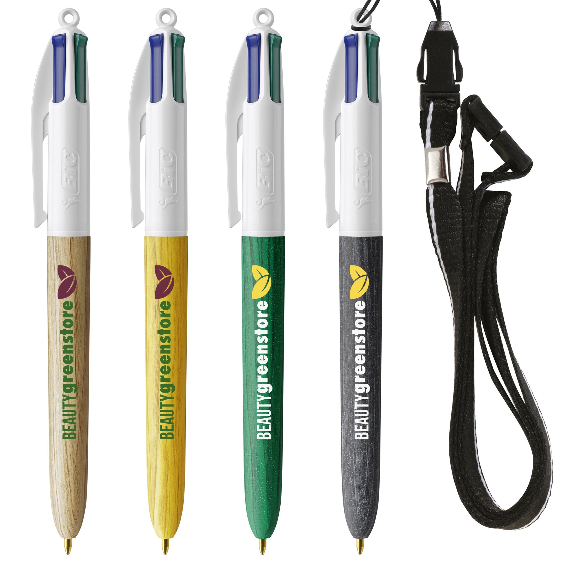 BIC® 4 Colours Wood Style with Lanyard BIC® Stationery Black and White London